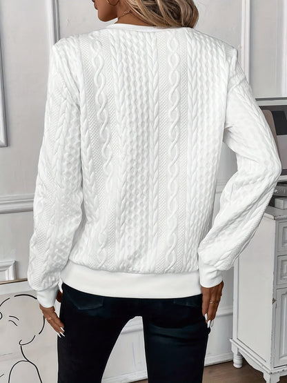 Rosalind - Women's Cable Texture Ring Zip Pullover - view 7