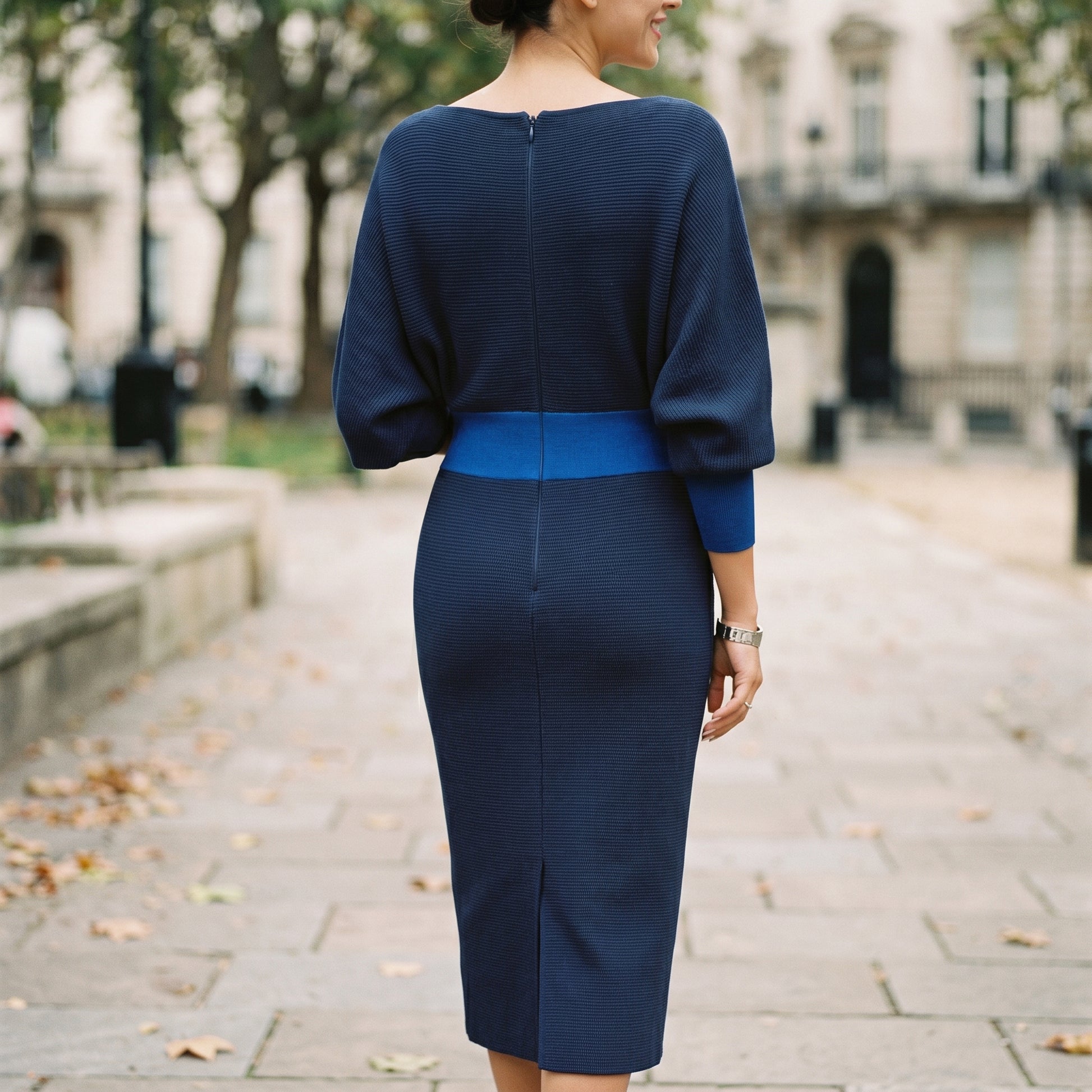 Elisabeth - Elegant White Long Sleeve Midi Dress