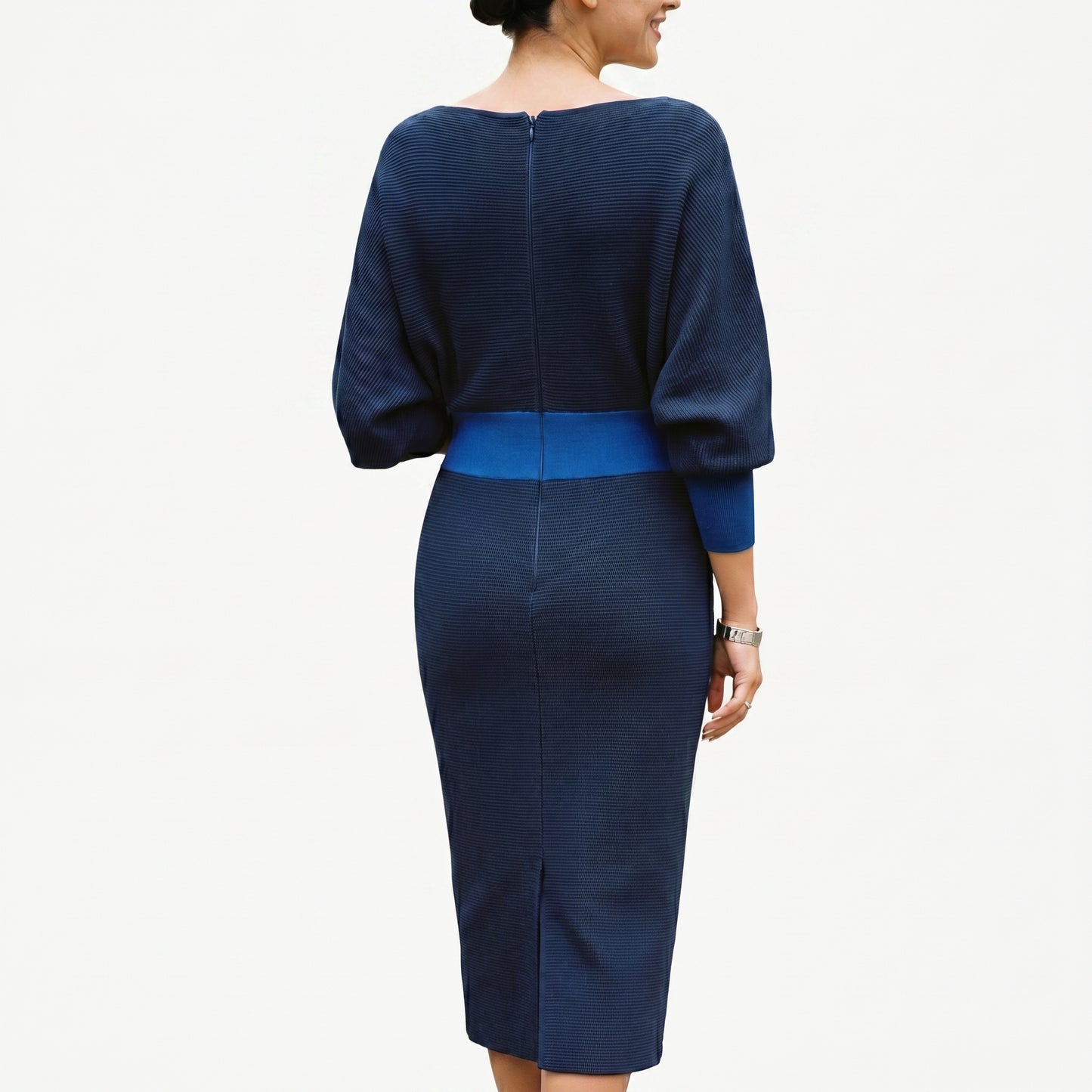 Elisabeth - Elegant White Long Sleeve Midi Dress