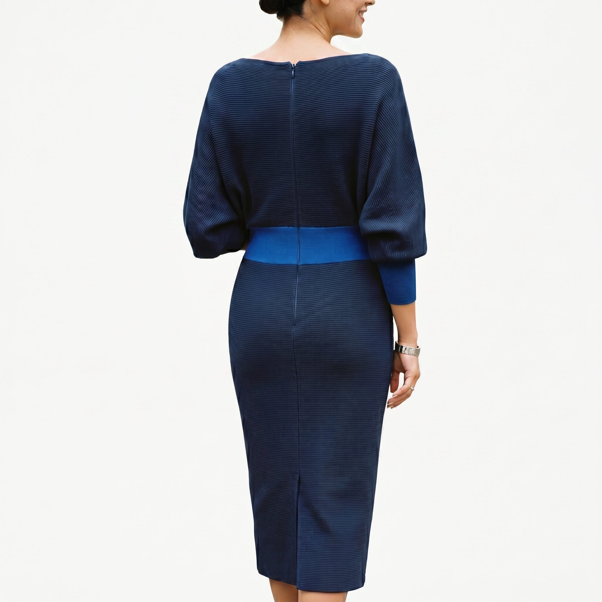 Elisabeth - Elegant White Long Sleeve Midi Dress