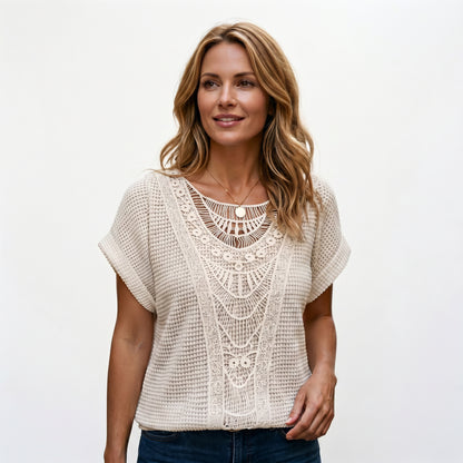 Ella | Elegant Relaxed Fit Women's Top with Lace Trim DONE 05-27-2026
