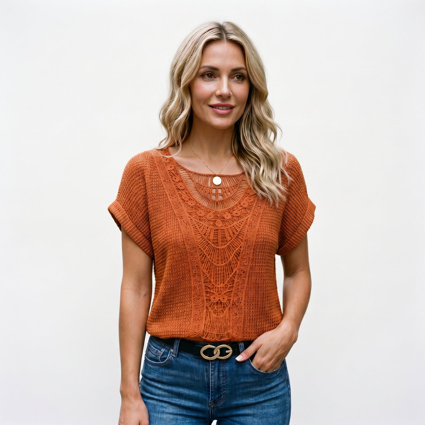 Ella | Elegant Relaxed Fit Women's Top with Lace Trim DONE 05-27-2026