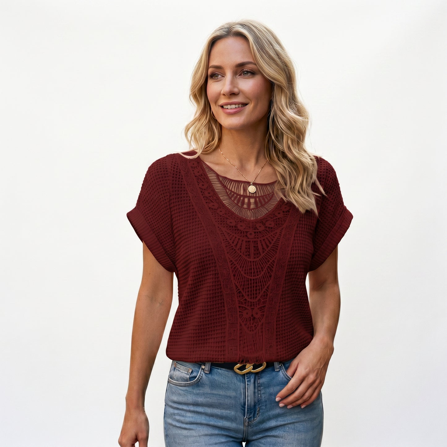 Ella | Elegant Relaxed Fit Women's Top with Lace Trim DONE 05-27-2026
