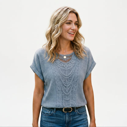 Ella | Elegant Relaxed Fit Women's Top with Lace Trim DONE 05-27-2026