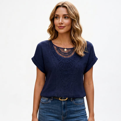Ella | Elegant Relaxed Fit Women's Top with Lace Trim DONE 05-27-2026