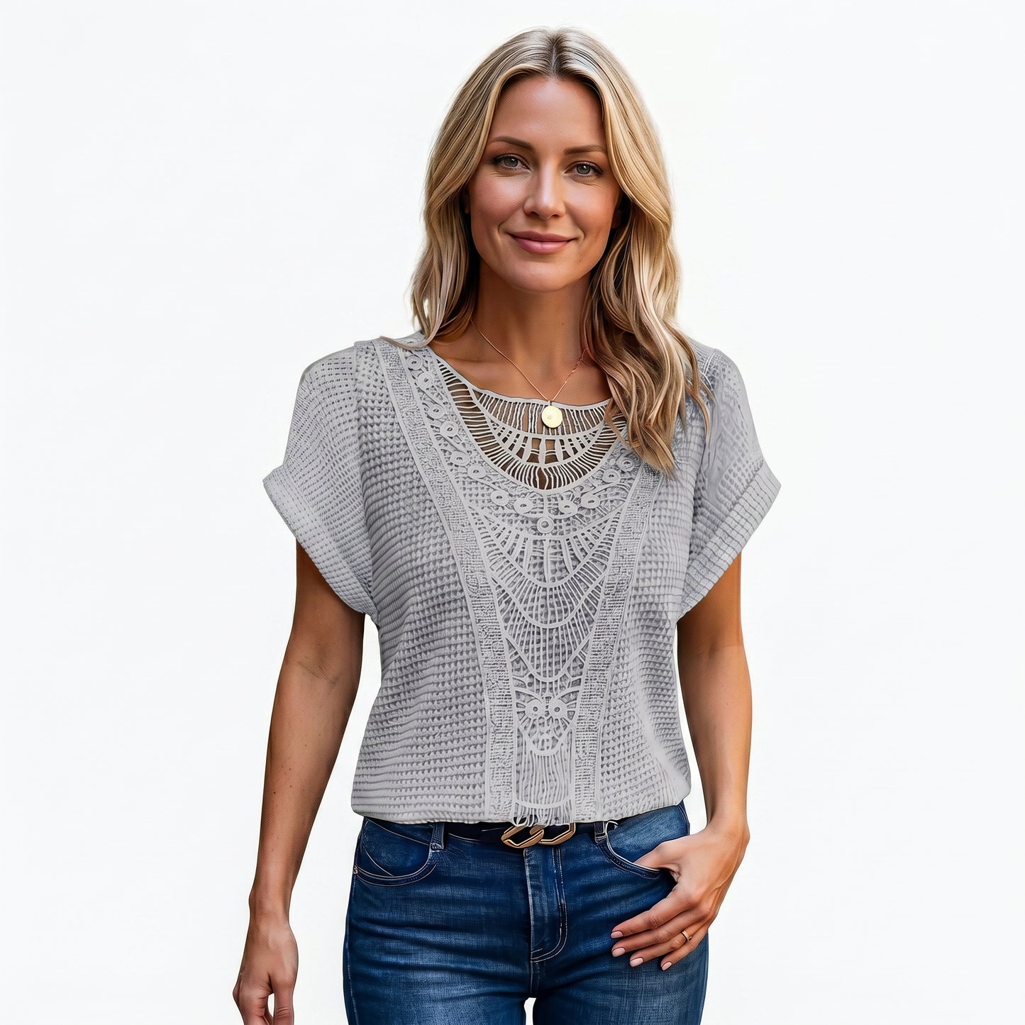 Ella | Elegant Relaxed Fit Women's Top with Lace Trim DONE 05-27-2026