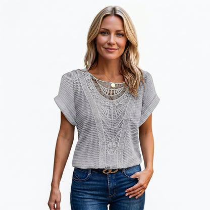 Ella | Elegant Relaxed Fit Women's Top with Lace Trim DONE 05-27-2026
