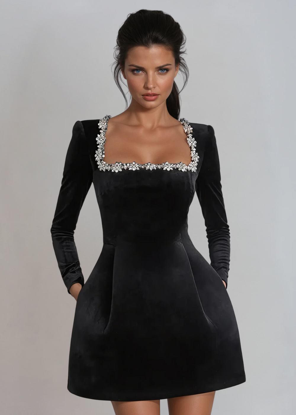 Ella | Elegant Velvet Mini Dress for Wedding Guests and Cocktail Parties 0