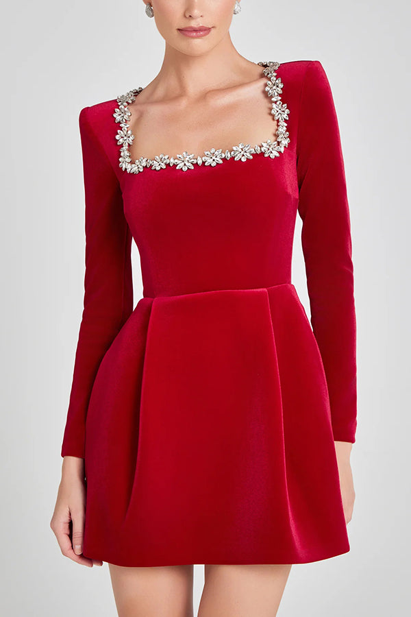 Ella | Elegant Velvet Mini Dress for Wedding Guests and Cocktail Parties 9