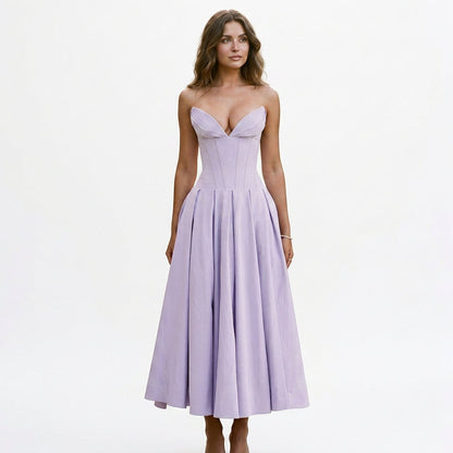 Emma - Elegant White Midi Dress for Women