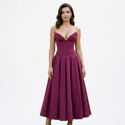 Emma - Elegant White Midi Dress for Women