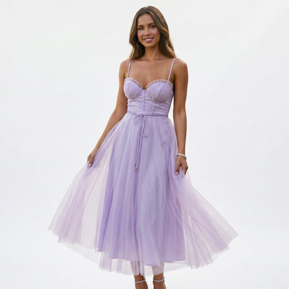 Emma | Elegant White Tulle Midi Dress for Women DONE 06-10-2026