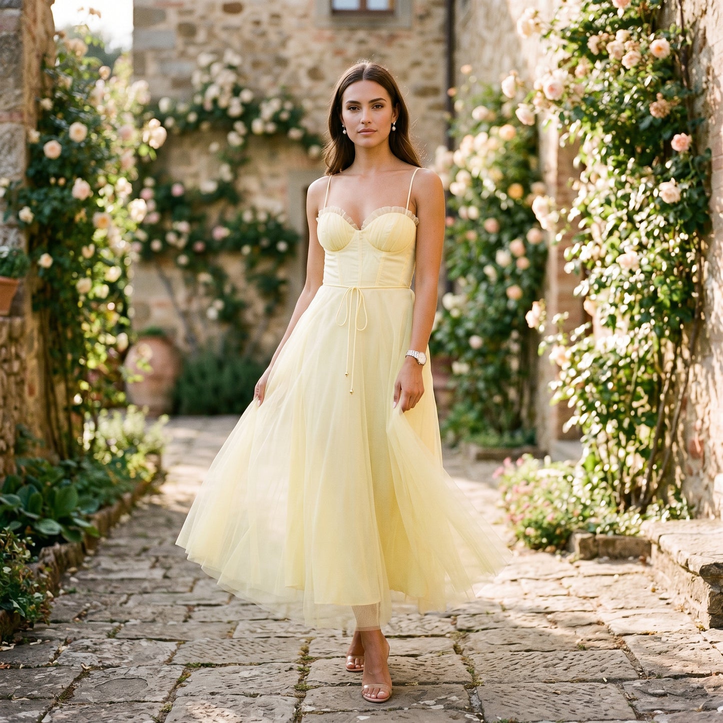 Emma | Elegant White Tulle Midi Dress for Women DONE 06-10-2026