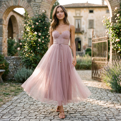 Emma | Elegant White Tulle Midi Dress for Women DONE 06-10-2026