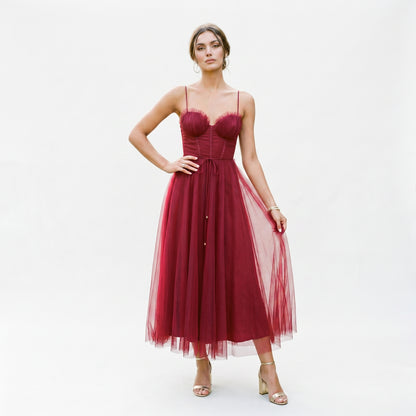 Emma | Elegant White Tulle Midi Dress for Women DONE 06-10-2026