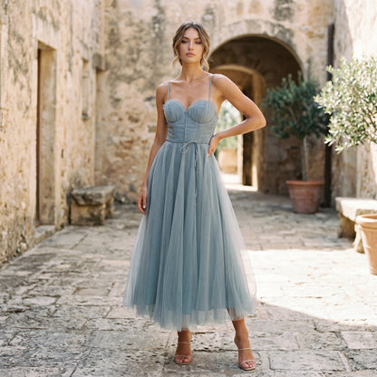 Emma | Elegant White Tulle Midi Dress for Women DONE 06-10-2026