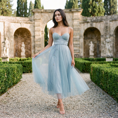 Emma | Elegant White Tulle Midi Dress for Women DONE 06-10-2026