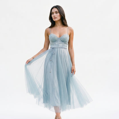 Emma | Elegant White Tulle Midi Dress for Women DONE 06-10-2026