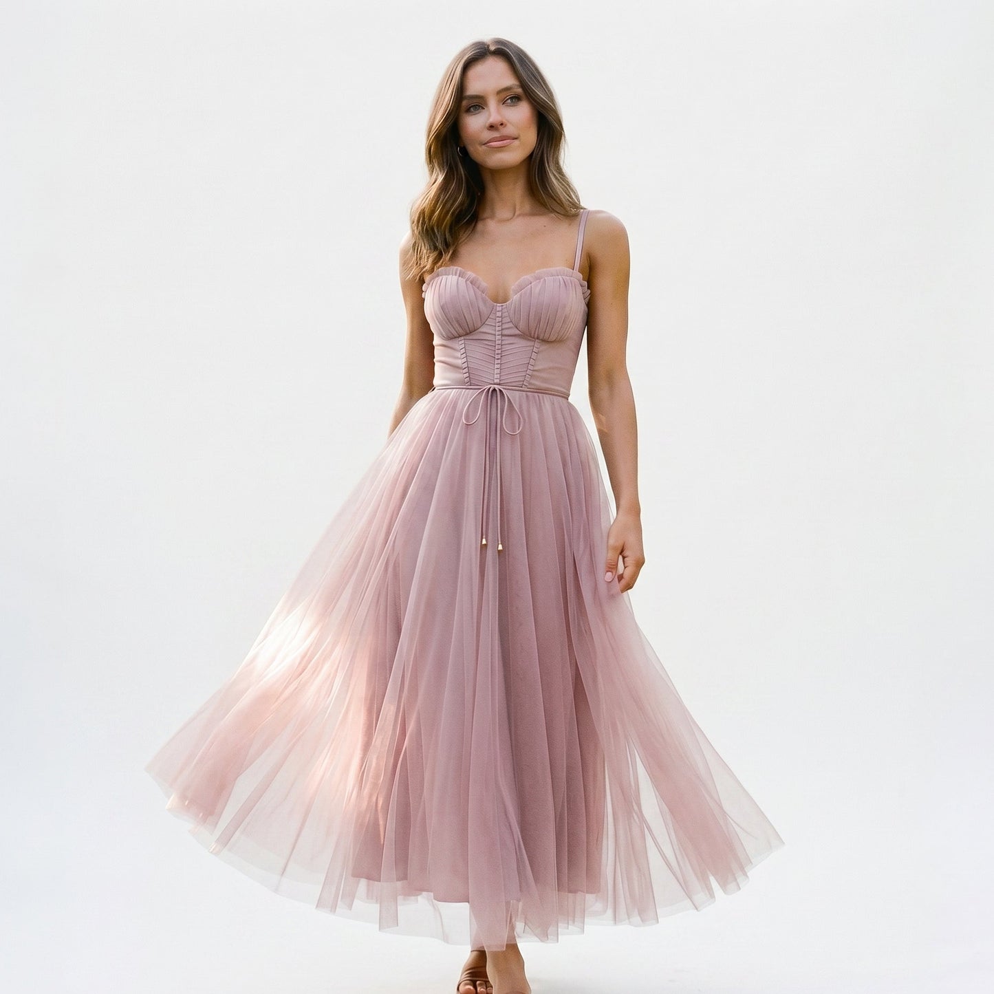 Emma | Elegant White Tulle Midi Dress for Women DONE 06-10-2026