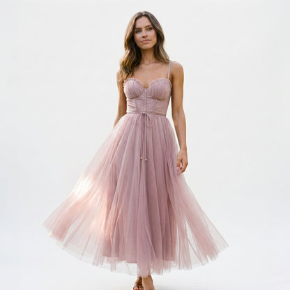Emma | Elegant White Tulle Midi Dress for Women DONE 06-10-2026