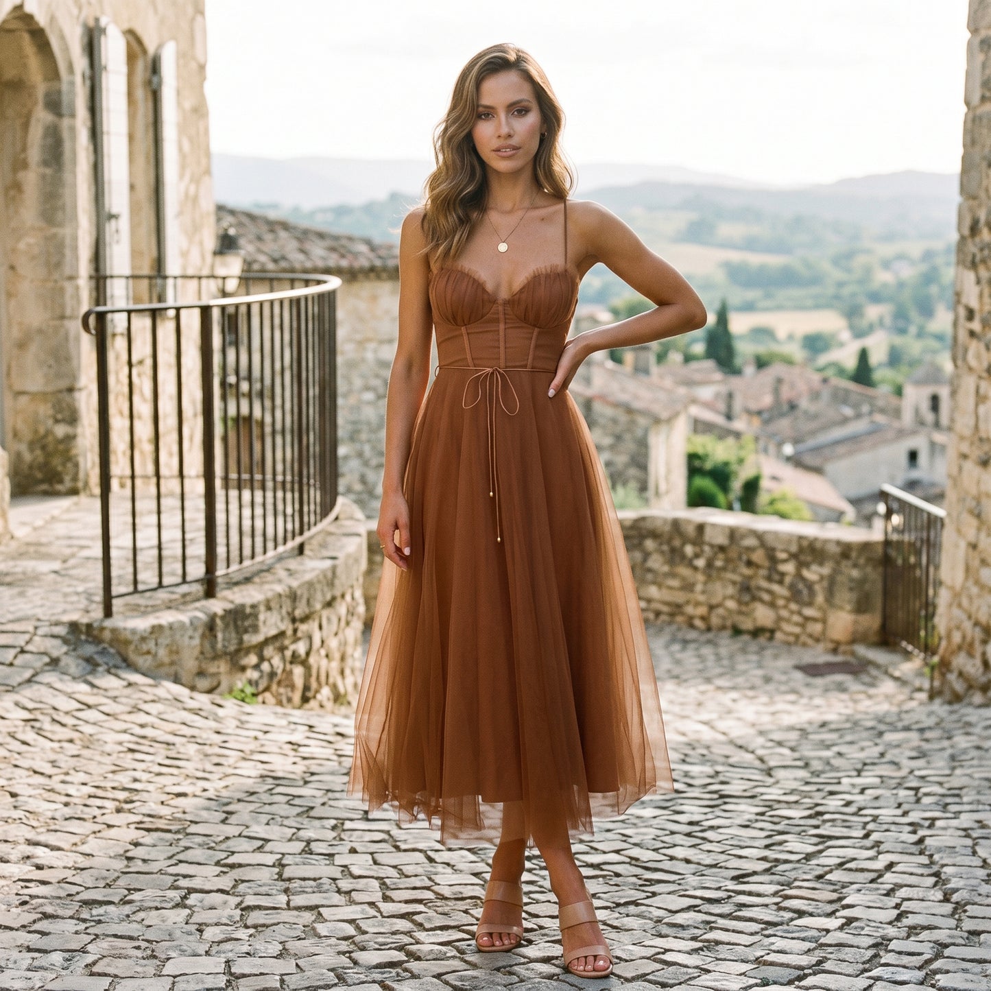 Emma | Elegant White Tulle Midi Dress for Women DONE 06-10-2026