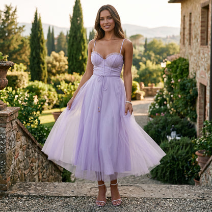 Emma | Elegant White Tulle Midi Dress for Women DONE 06-10-2026