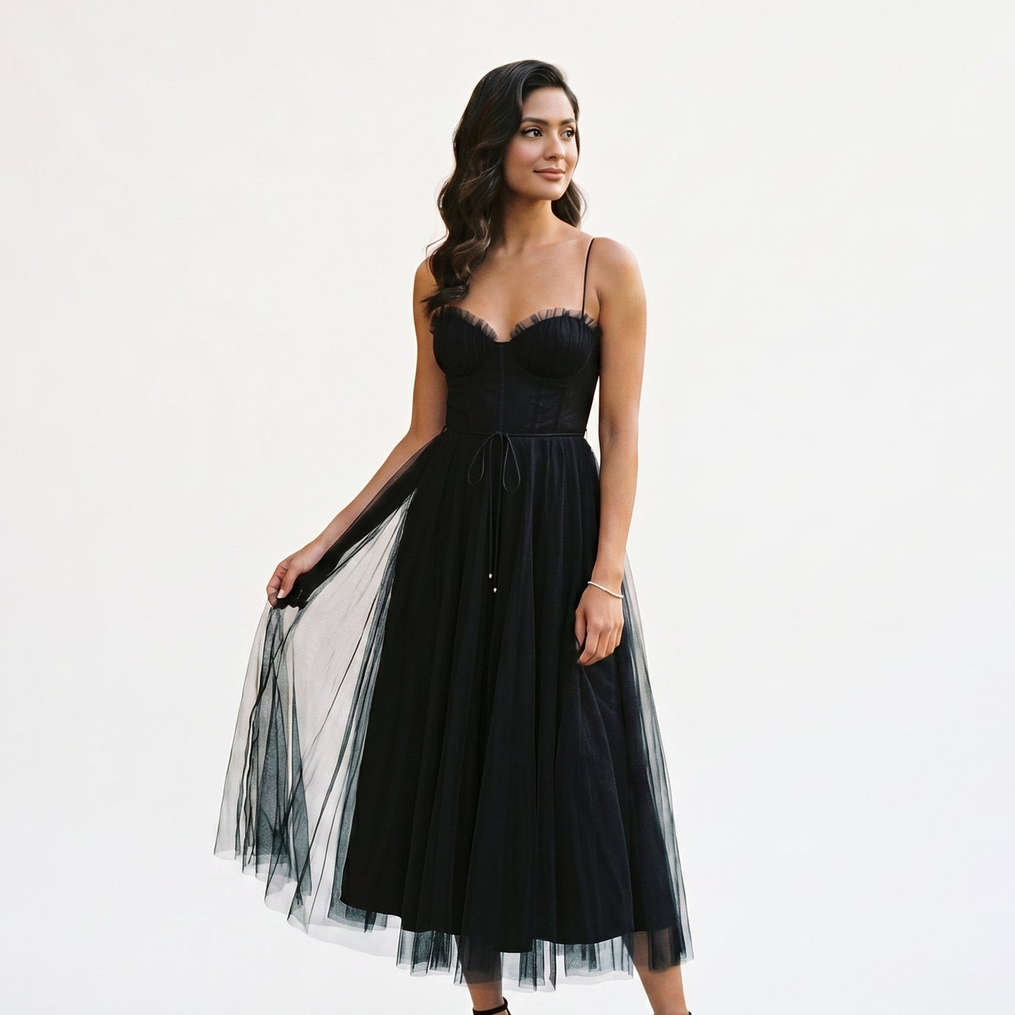 Emma | Elegant White Tulle Midi Dress for Women DONE 06-10-2026