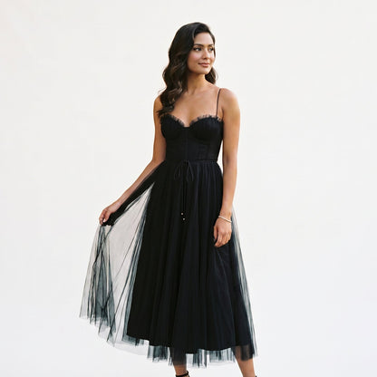 Emma | Elegant White Tulle Midi Dress for Women DONE 06-10-2026
