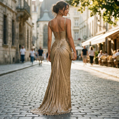 Emma - Elegant Metallic Corset Cocktail Dress