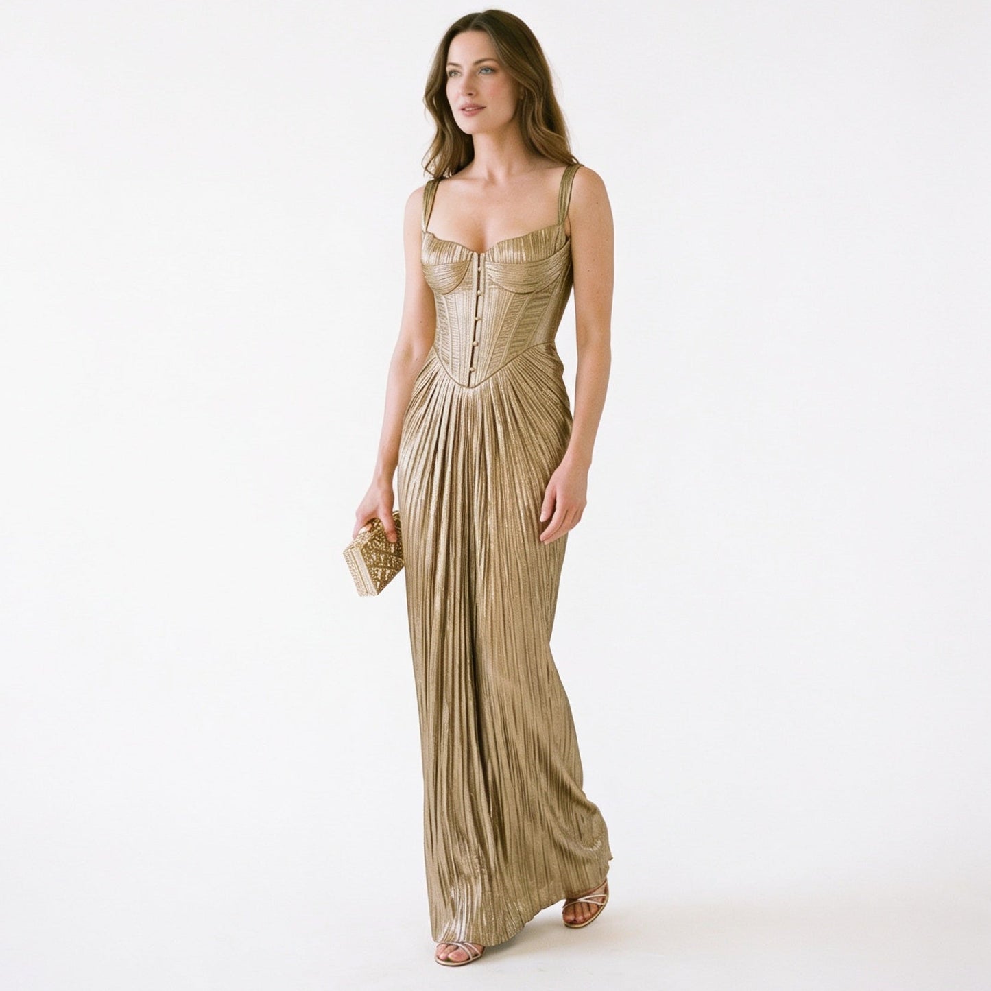 Emma - Elegant Metallic Corset Cocktail Dress
