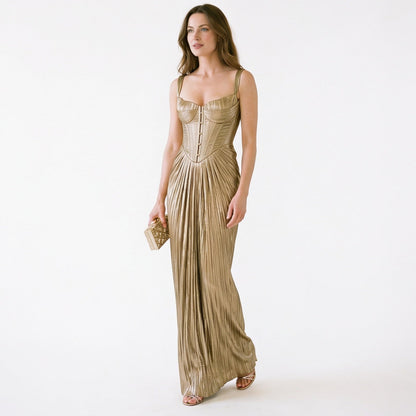 Emma - Elegant Metallic Corset Cocktail Dress