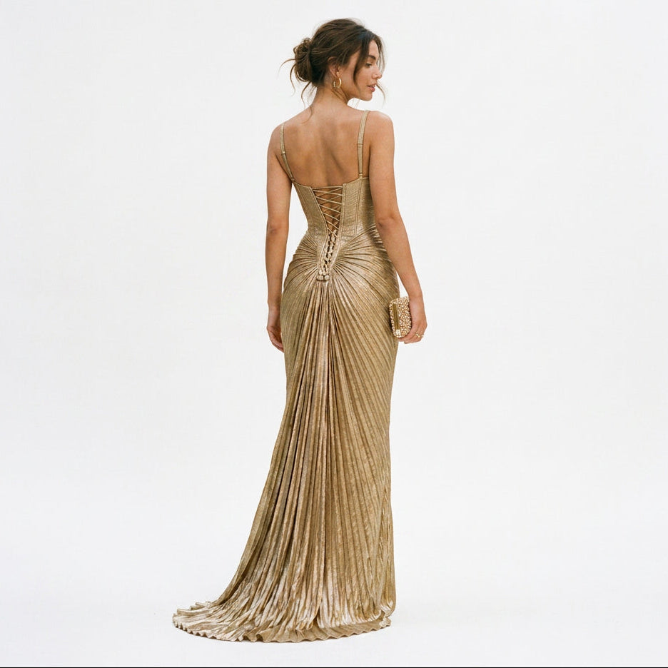Emma - Elegant Metallic Corset Cocktail Dress