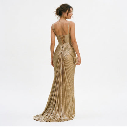 Emma - Elegant Metallic Corset Cocktail Dress