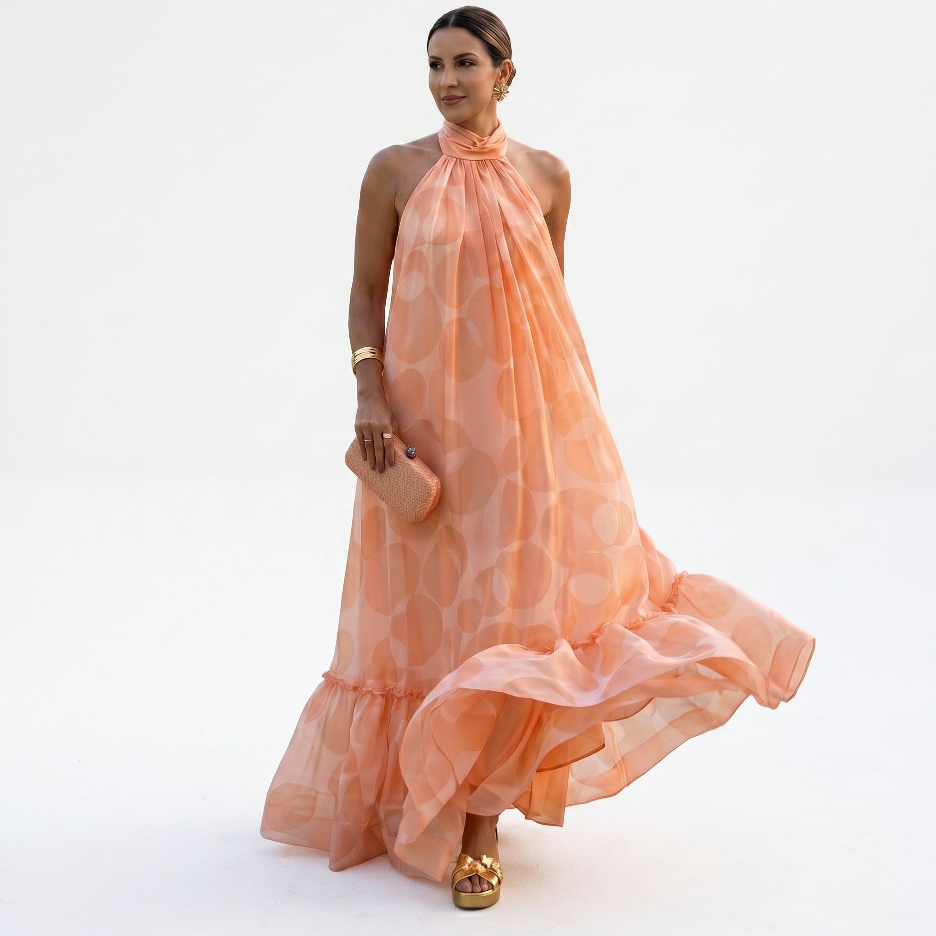 Evangeline - Elegant Halter Neck Maxi Dress DONE