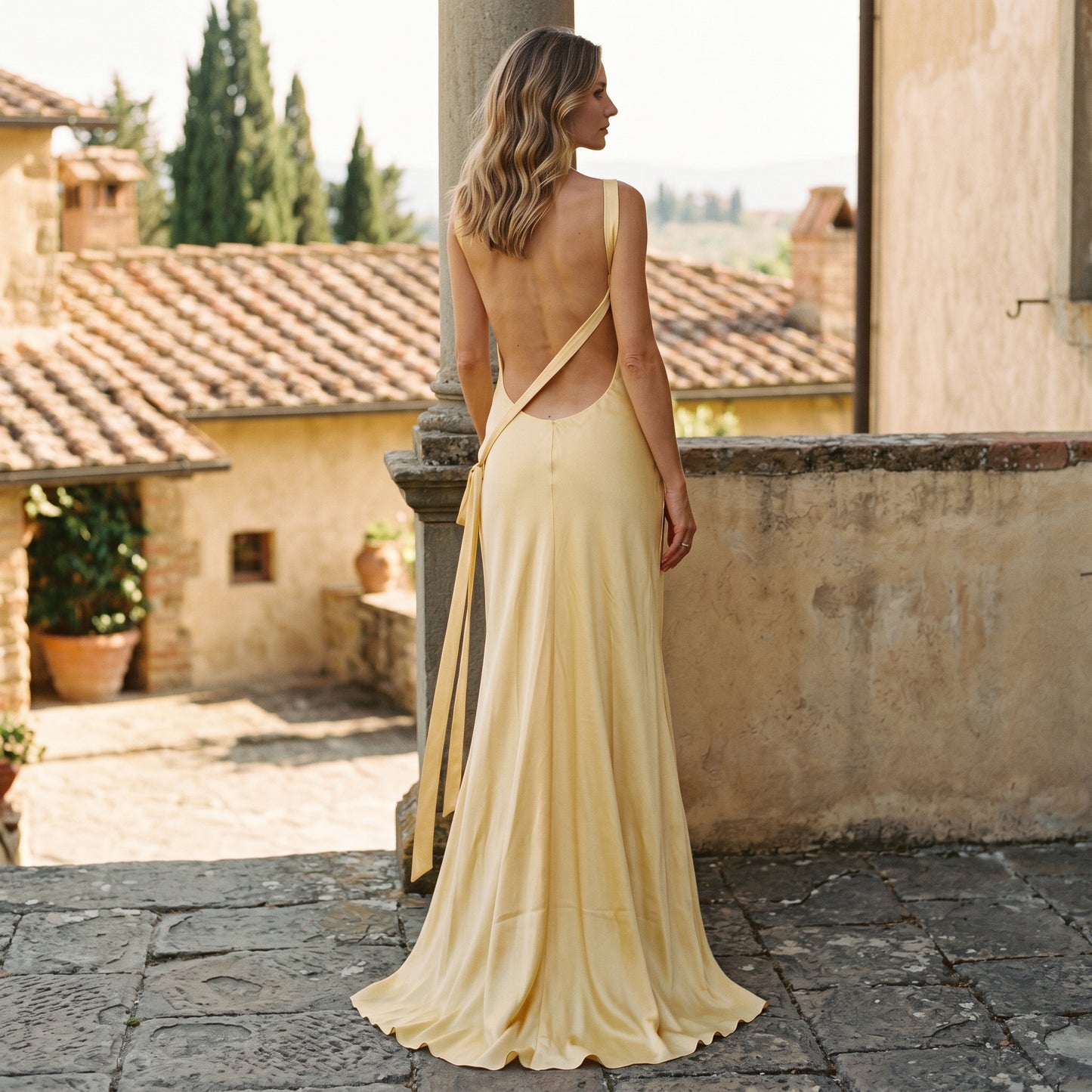 Evangeline - Elegant Satin Fall Wedding Guest Maxi Dress DONE 05-14-2026