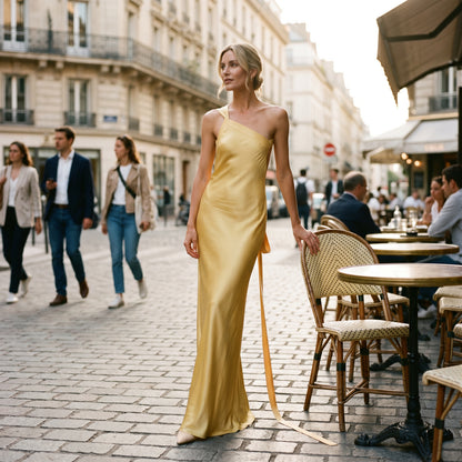 Evangeline - Elegant Satin Fall Wedding Guest Maxi Dress DONE 05-14-2026