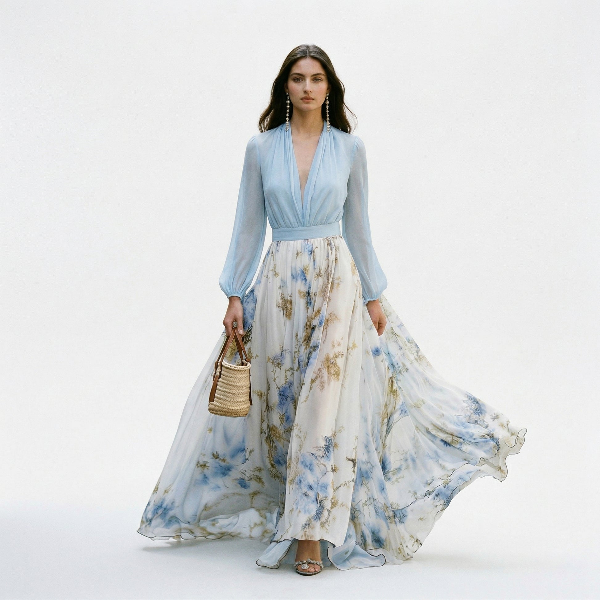Floral Maxi Dress for Women - Elegant Long Dress in Plus Size Options