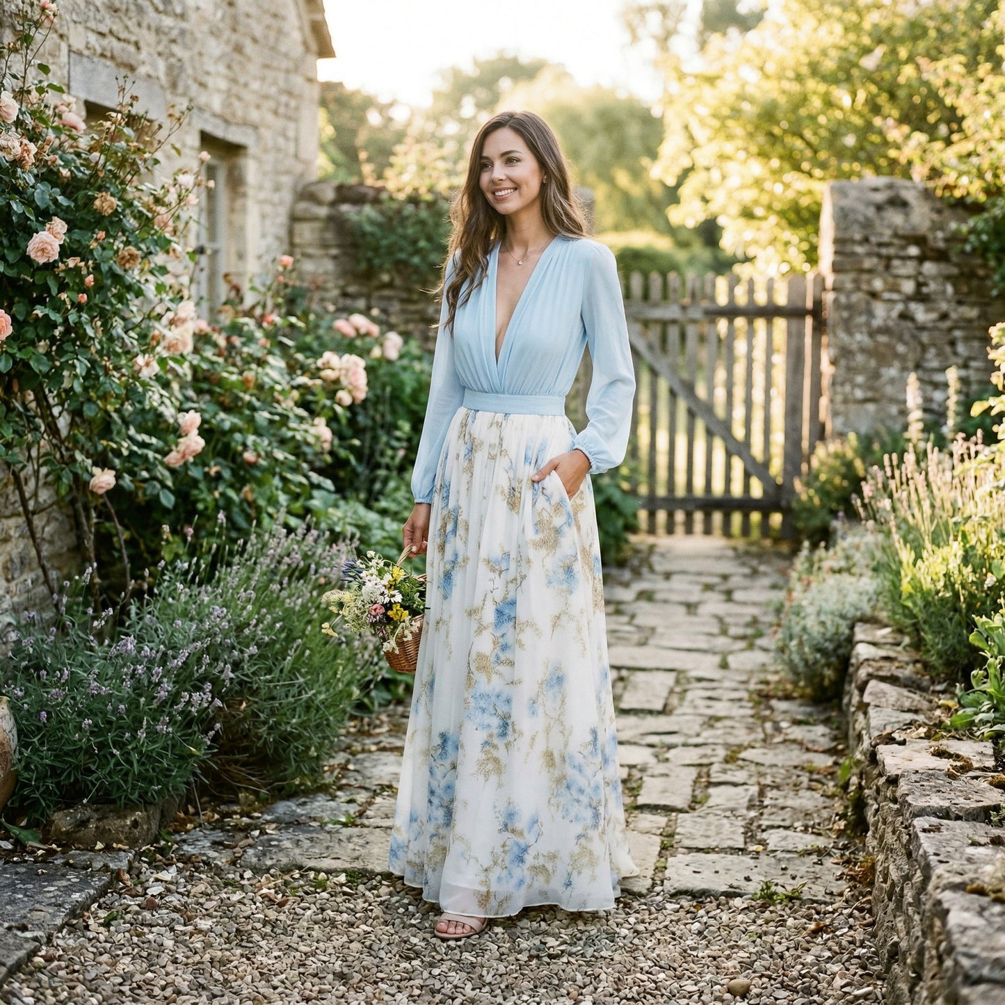 Floral Maxi Dress for Women - Elegant Long Dress in Plus Size Options