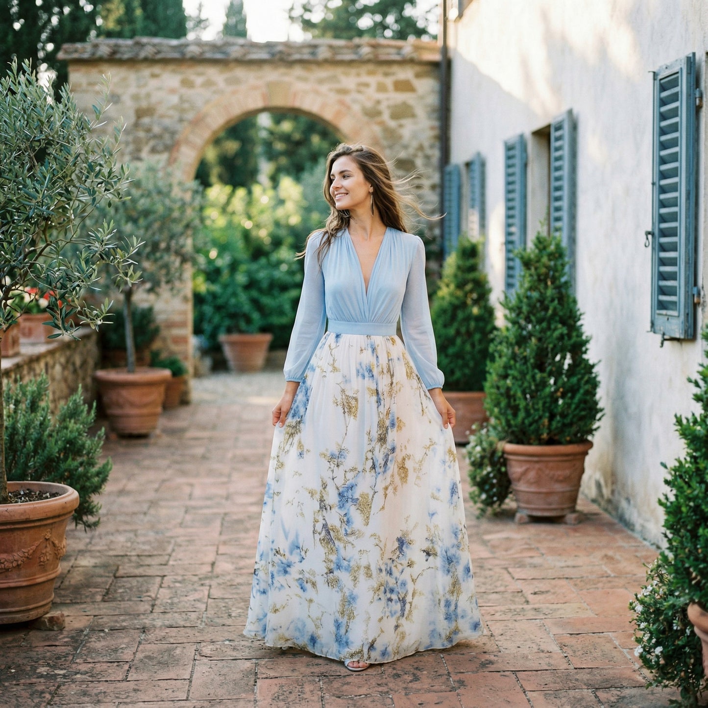Floral Maxi Dress for Women - Elegant Long Dress in Plus Size Options