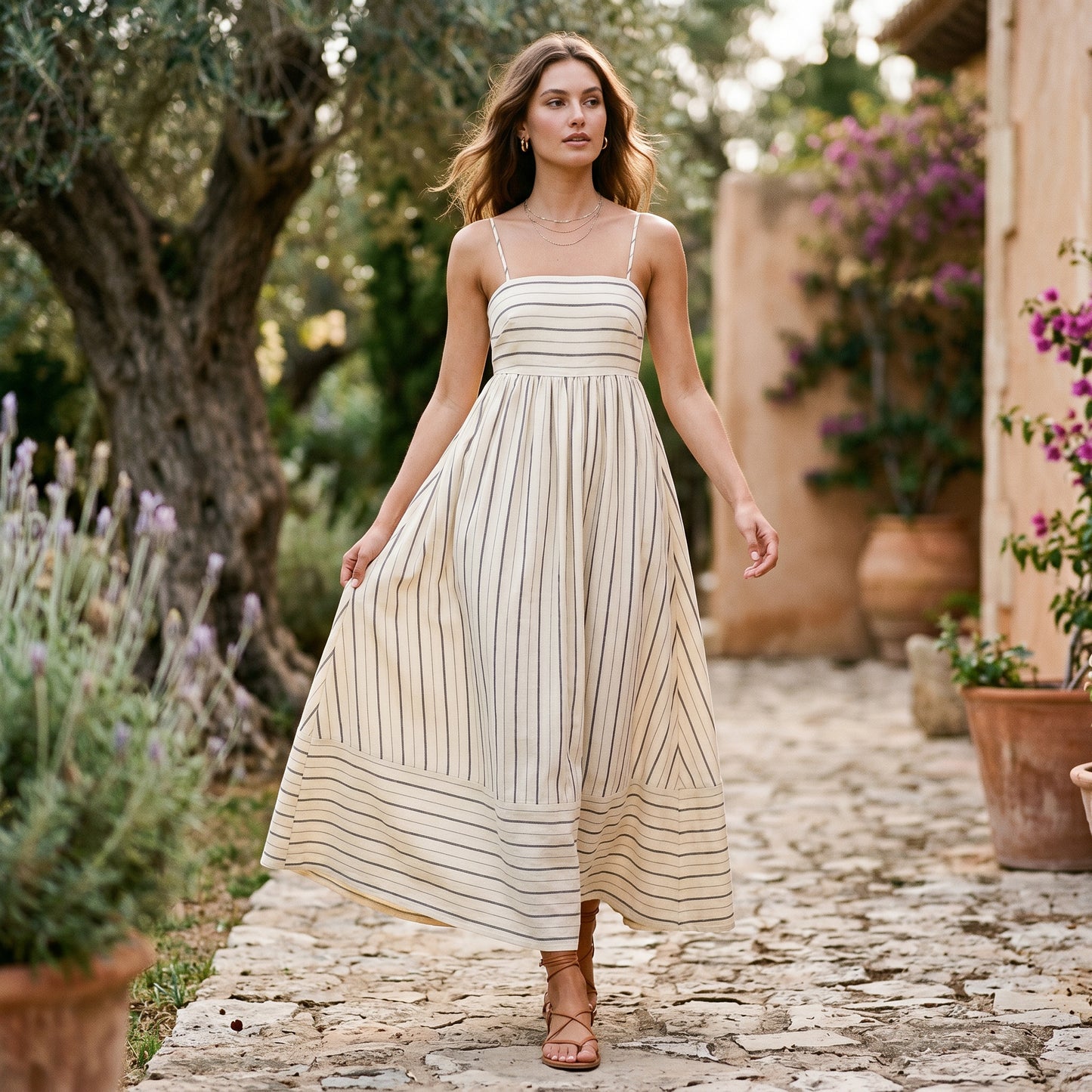 Frida - Stylish Striped Summer Maxi Dress