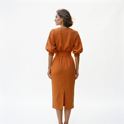 Grace - Bold Orange Midi Skirt And Top Set DONE 05-15-2026