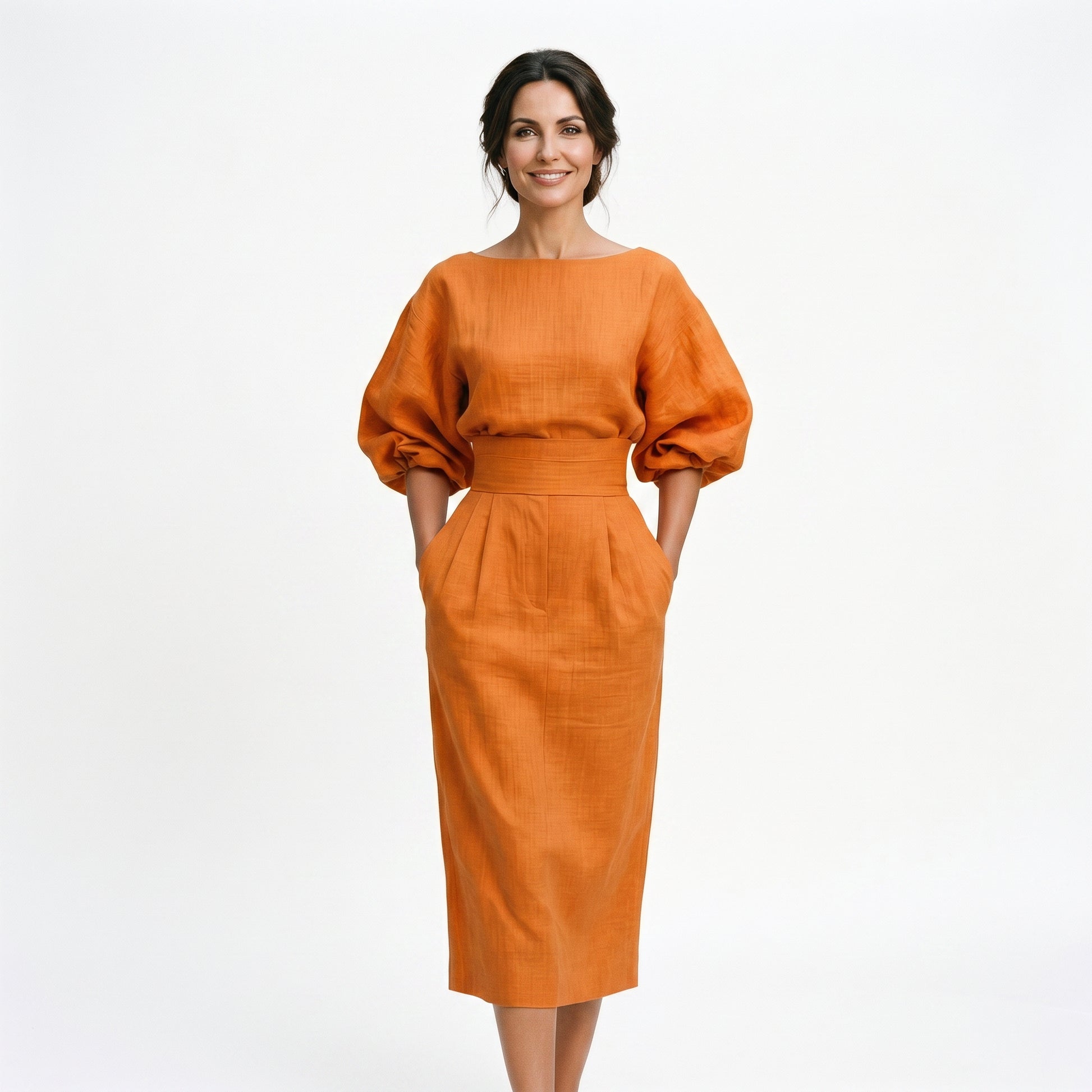 Grace - Bold Orange Midi Skirt And Top Set DONE 05-15-2026
