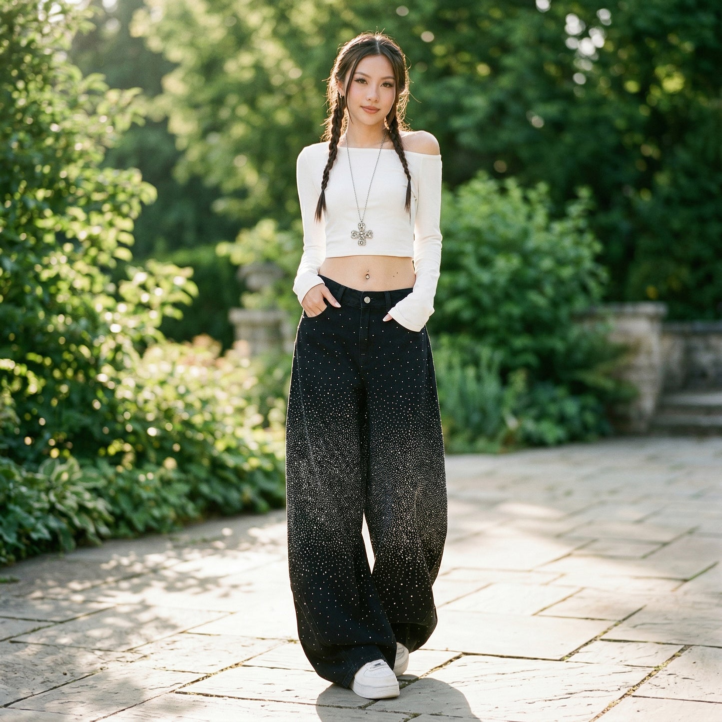 High Waisted Black Straight Leg Denim Jeans