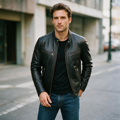 Hudson - Vintage Brown Leather Jacket for Men