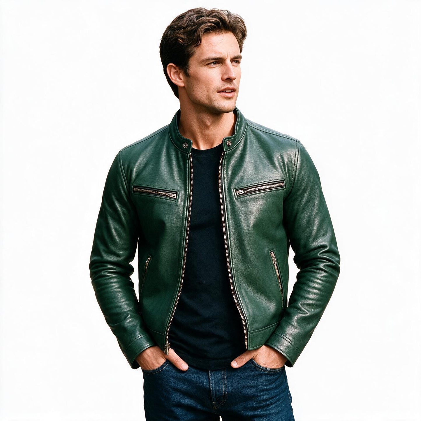 Hudson - Vintage Brown Leather Jacket for Men