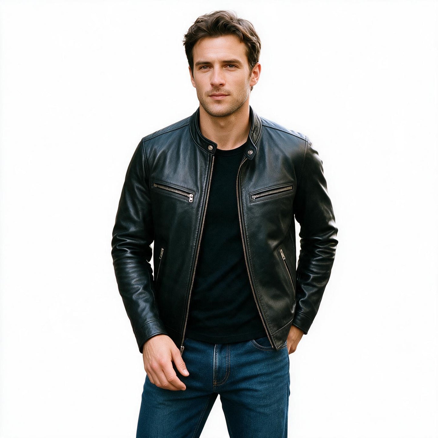Hudson - Vintage Brown Leather Jacket for Men