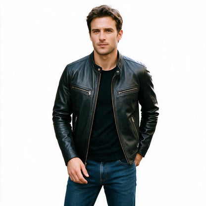 Hudson - Vintage Brown Leather Jacket for Men