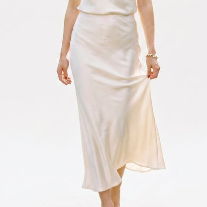 Isabella - Elegant Silk Midi Skirt with Elastic Waistband DONE 06-22-2026