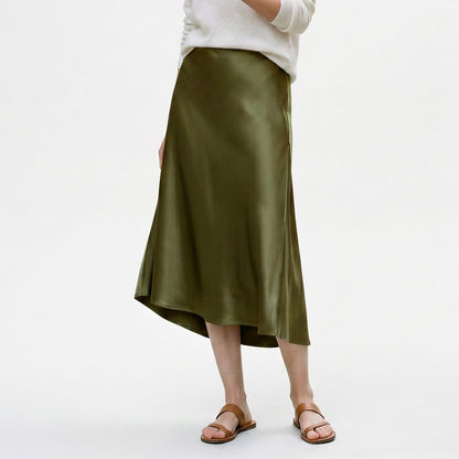 Isabella - Elegant Silk Midi Skirt with Elastic Waistband DONE 06-22-2026