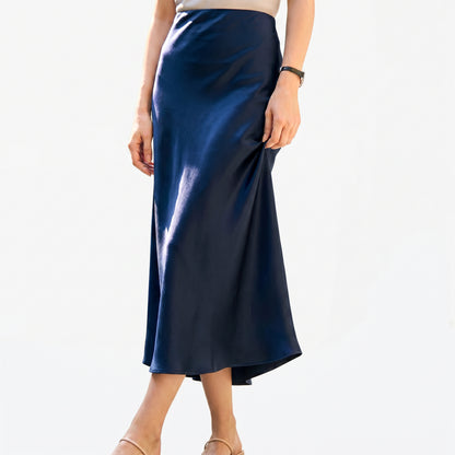 Isabella - Elegant Silk Midi Skirt with Elastic Waistband DONE 06-22-2026